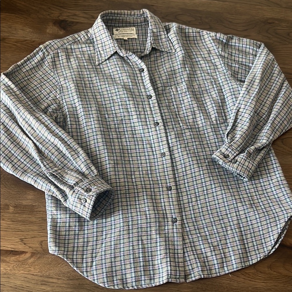 Columbia Men's Blue Plaid Shirt Large